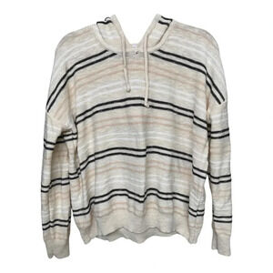 Revolve Stiches & Stripes Longsleeve 100% Cotton Hoodie‎ Black, Cream
